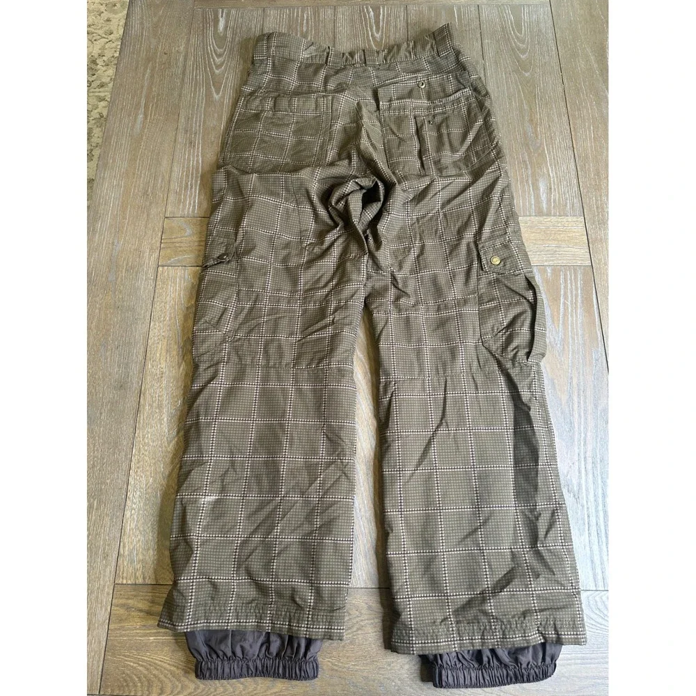 Orage Men's Olive Plaid Houndstooth Cargo Snow Ski Pants Size Medium